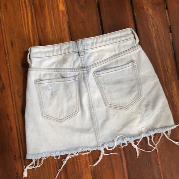 PACSUN distressed light wash cutoff frayed hem denim jeanmini skirt sz 24 - Picture 6 of 6